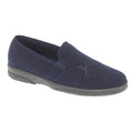 Navy - Front - Sleepers Mens Frazer Synthetic Suede Slippers