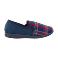 Navy - Back - Sleepers Mens Jim Checked Velour Slippers