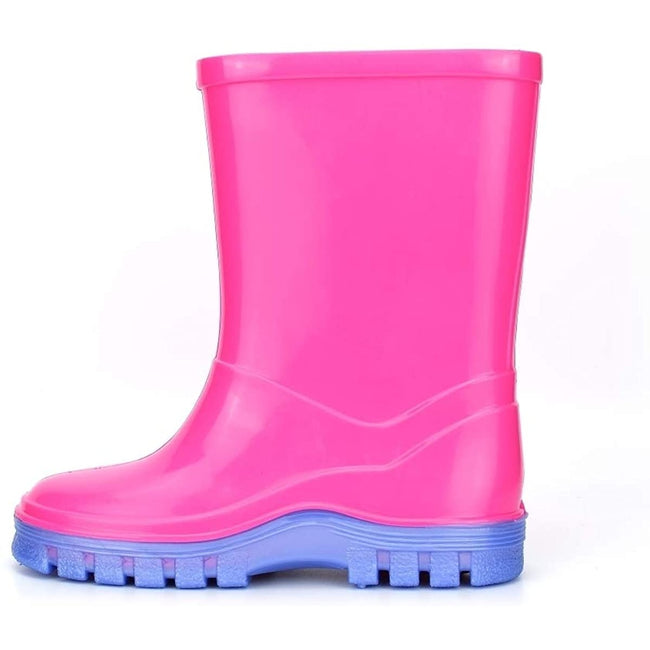 Pink - Side - StormWells Girls Fantasy Unicorn Wellington Boots