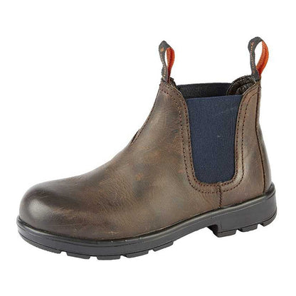 Brown - Back - Roamers Boys Waxy Leather Ankle Boots