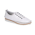 White - Front - Mod Comfys Womens-Ladies Flexi Softie Leather Trainers