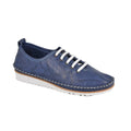 Navy - Front - Mod Comfys Womens-Ladies Flexi Softie Leather Trainers