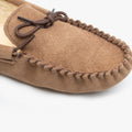 Taupe - Side - Mokkers Mens Jake Suede Moccasin Slippers