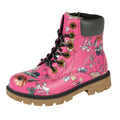 Fuchsia - Front - Cipriata Girls Sonia Floral PU Ankle Boots