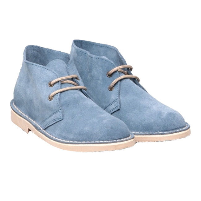 Denim Blue - Front - Roamers Womens-Ladies Real Suede Unlined Desert Boots