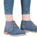 Denim Blue - Side - Roamers Womens-Ladies Real Suede Unlined Desert Boots