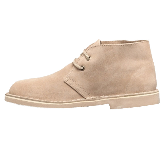 Light Taupe - Front - Roamers Womens-Ladies Real Suede Unlined Desert Boots