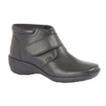 Black - Front - Mod Comfys Womens-Ladies Softie Leather Extra Wide Ankle Boots
