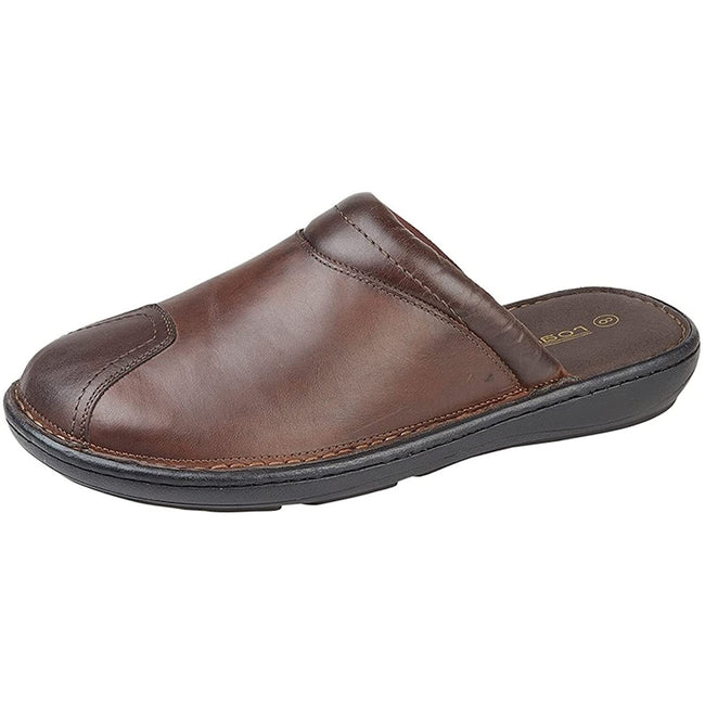 Brown - Front - Roamers Mens Leather Clogs
