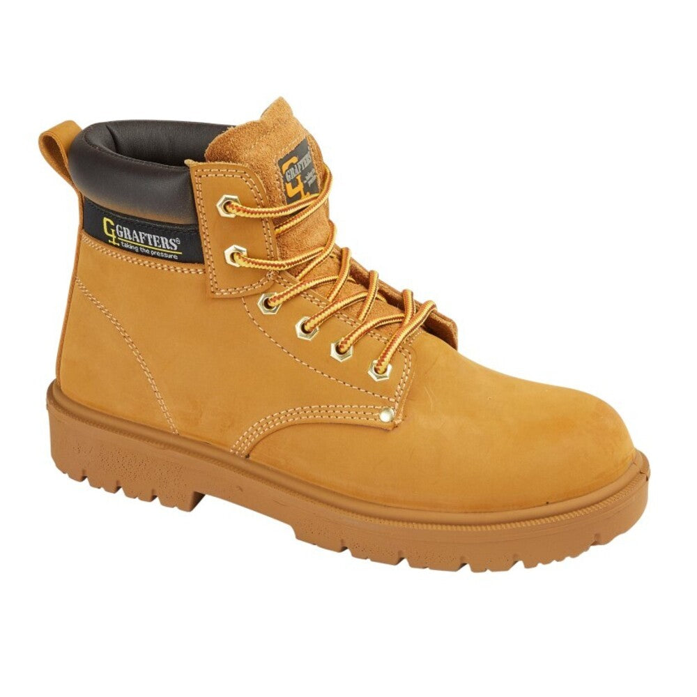 Honey - Front - Grafters Mens Leather Safety Boots