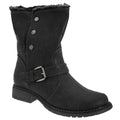 Black - Front - Cats Eyes Womens-Ladies Fold Down Biker Style Ankle Boots