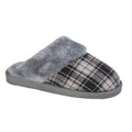 Black-Grey - Front - Sleepers Womens-Ladies Leyla Checked Slippers