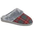 Red - Front - Sleepers Womens-Ladies Leyla Checked Slippers