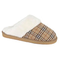 Beige - Front - Sleepers Womens-Ladies Leyla Checked Slippers