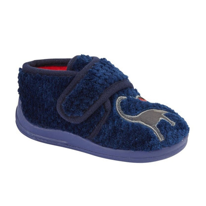 Navy - Front - Sleepers Childrens-Kids Diplodocus Slippers