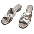 Pewter-Silver - Back - Boulevard Womens-Ladies X Over Mule Sandals