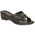 Black Matt-Patent - Front - Boulevard Womens-Ladies X Over Mule Sandals