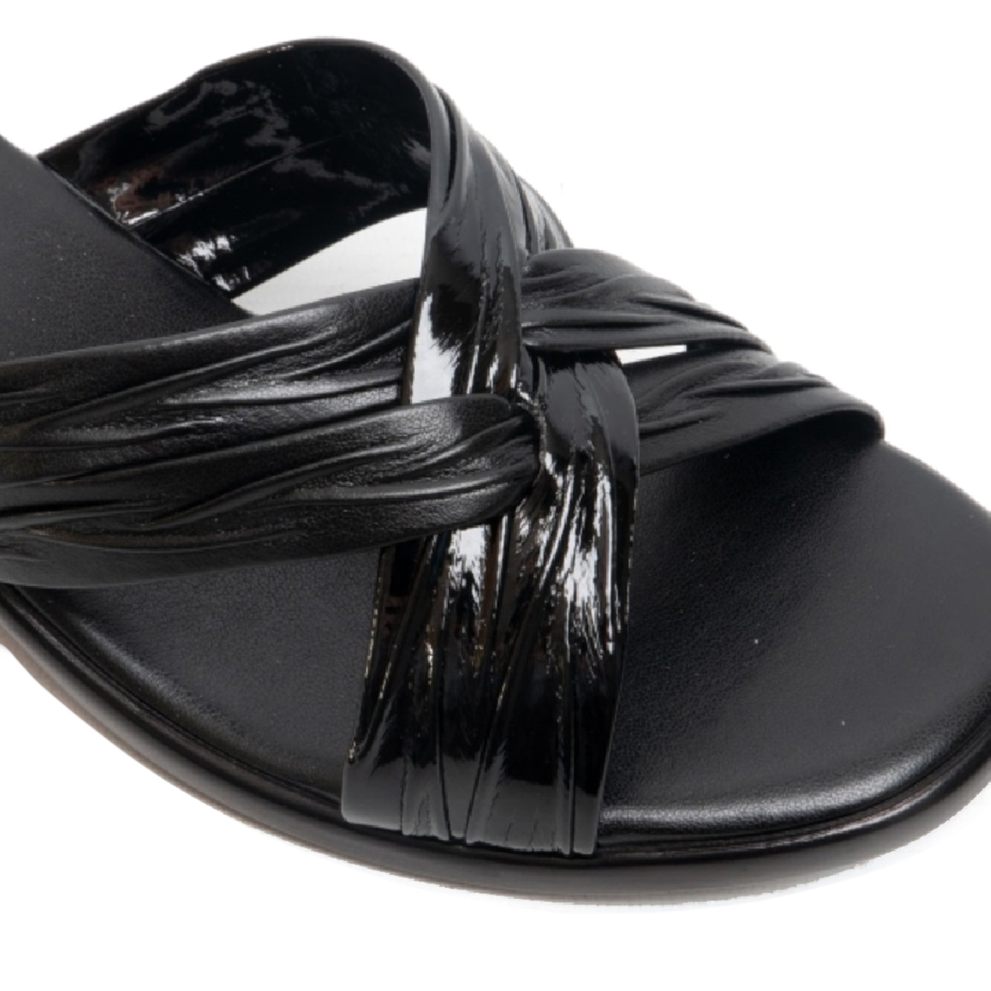 Black Matt-Patent - Back - Boulevard Womens-Ladies X Over Mule Sandals