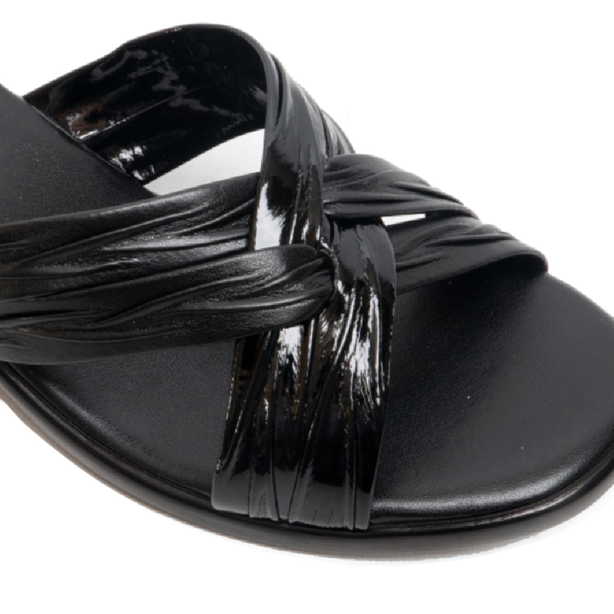 Black Matt-Patent - Back - Boulevard Womens-Ladies X Over Mule Sandals