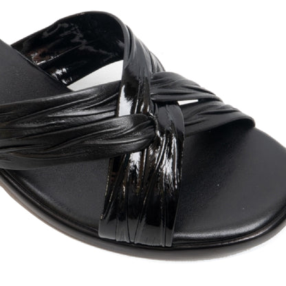 Black Matt-Patent - Back - Boulevard Womens-Ladies X Over Mule Sandals