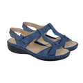 Navy Blue - Back - Boulevard Womens-Ladies Buckle Leather Lined Sandals