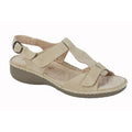 Dark Beige - Front - Boulevard Womens-Ladies Buckle Leather Lined Sandals