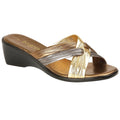 Bronze-Pewter-Gold - Front - Boulevard Womens-Ladies X Over Mule Sandals