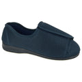 Navy Blue - Front - Sleepers Unisex Adult Terry Extra Wide Slippers