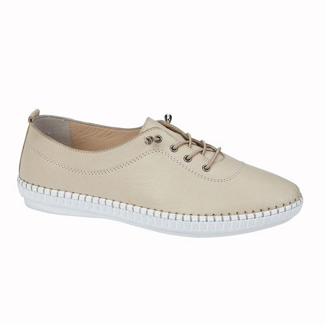 Sand - Front - Mod Comfys Womens-Ladies Leather Casual Shoes