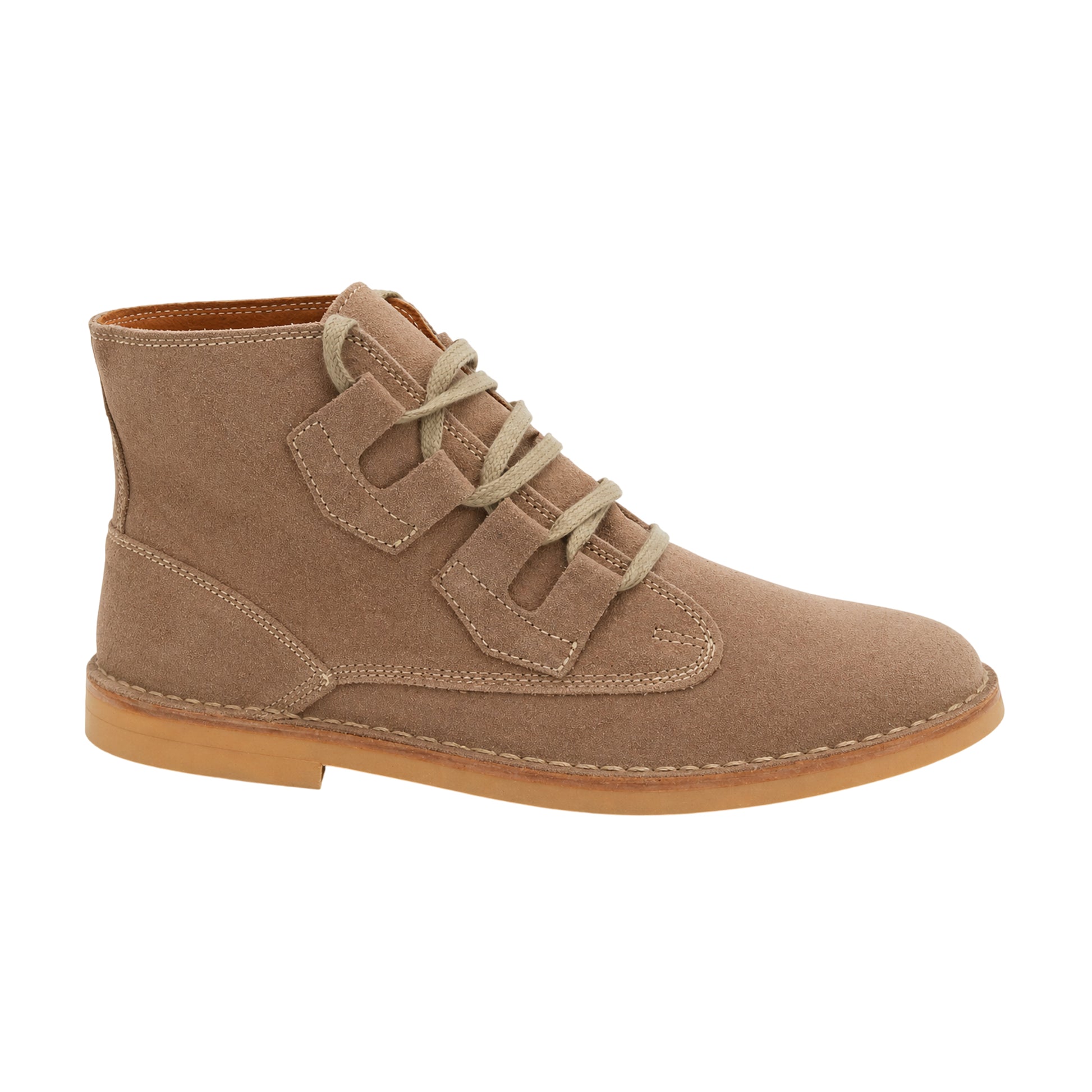 Dark Taupe - Side - Roamers Mens Ghillie Tie Real Suede Desert Boots