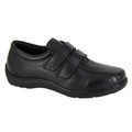 Black - Front - Mod Comfys Womens-Ladies Softie Leather Extra Wide Casual Shoes