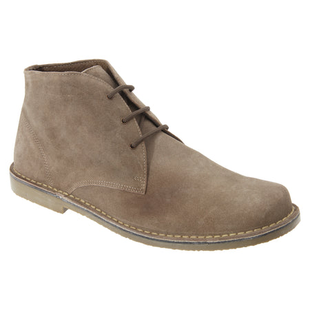 Roamers Men's Real Suede Desert Boots - Classic 3-Eyelet Design, TPR Sole, Comfortable Fit