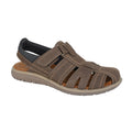 Brown - Front - Roamers Mens Leather Touch Fastening Sandals
