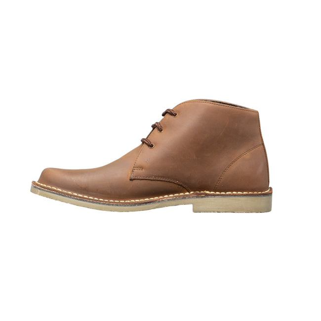 Brown - Back - Roamers Mens Waxy Leather Fulfit Desert Boots