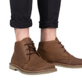 Brown - Close up - Roamers Mens Waxy Leather Fulfit Desert Boots