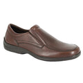 Brown - Front - IMAC Mens Leather Twin Gusset Casual Shoes