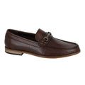 Dark Brown - Front - Roamers Mens Leather Loafers