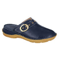 Navy - Front - Mod Comfys Womens-Ladies Softie Leather Mules