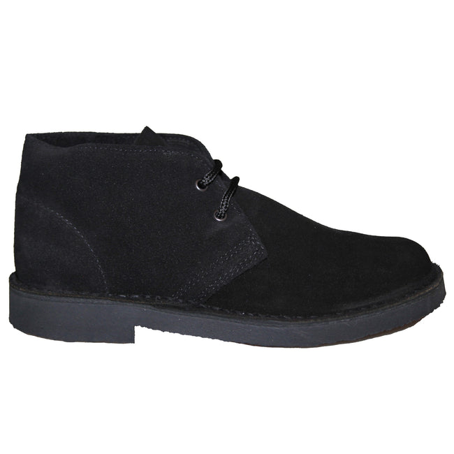 Black - Lifestyle - Roamers Womens-Ladies Real Suede Round Toe Unlined Desert Boots