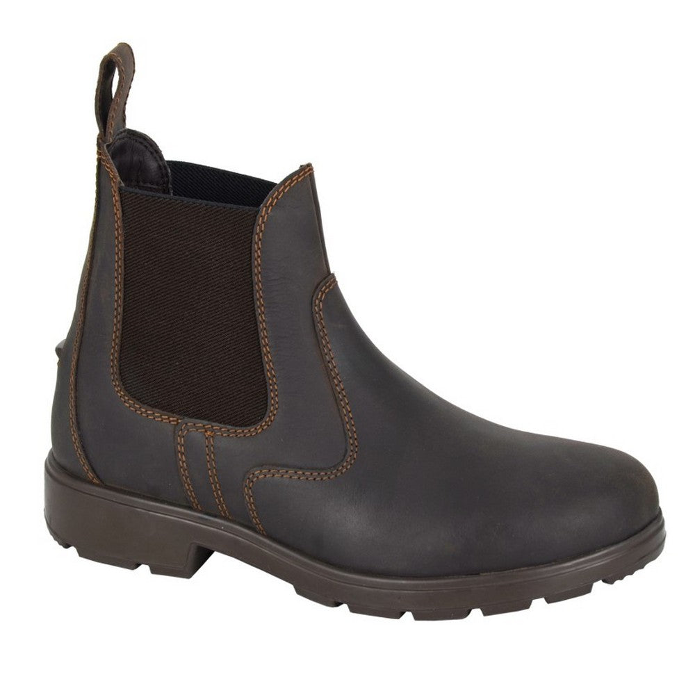 Brown - Front - Woodland Womens-Ladies Waxy Leather Chelsea Boots