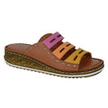 Tan-Multicoloured - Front - Mod Comfys Womens-Ladies Leather Mules