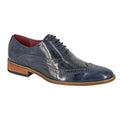 Navy - Front - Goor Mens Burnished Brogue Detailing Oxford Shoes