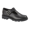 Black - Front - Roamers Girls Leather School Shoes