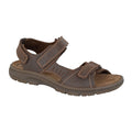 Brown - Front - IMAC Mens Waxy Leather Triple Strap Sandals