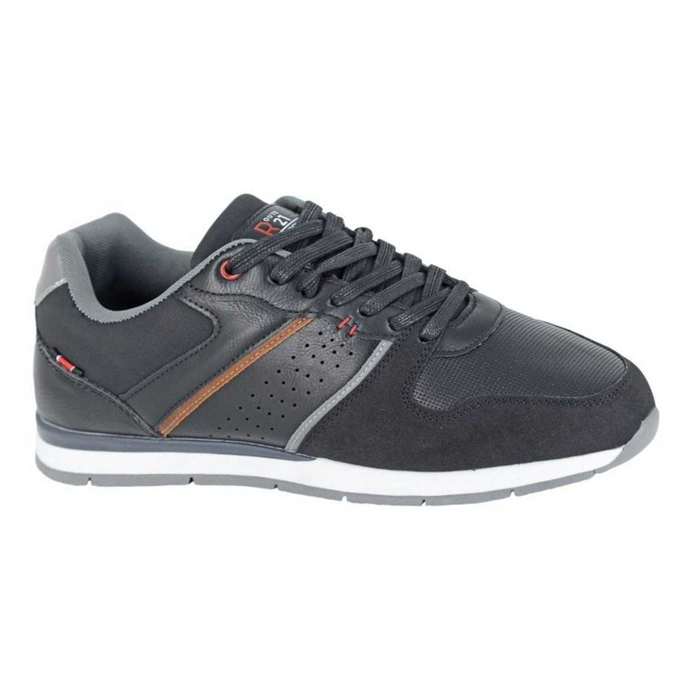 Black - Side - R21 Mens Contrast Detail Lace Up Trainers