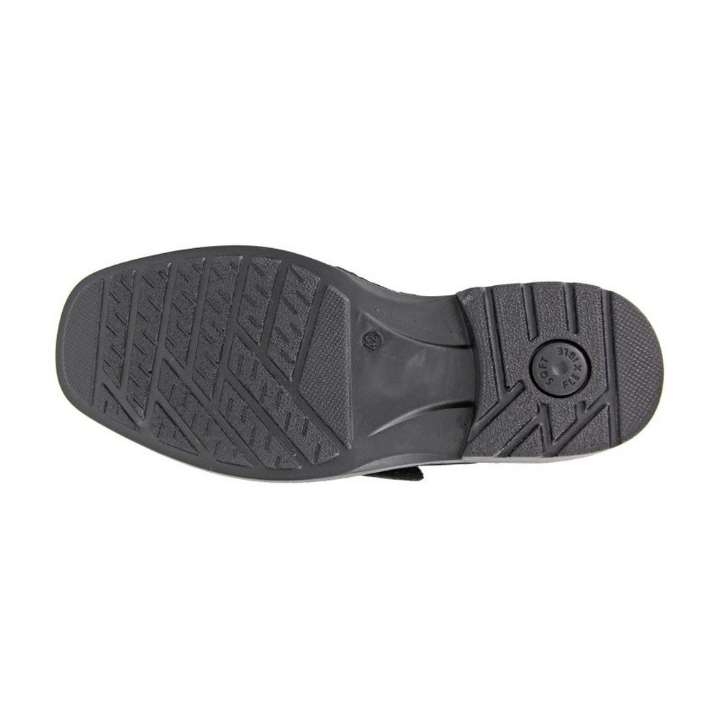 Black - Back - Roamers Mens Leather Touch Fastening Shoes