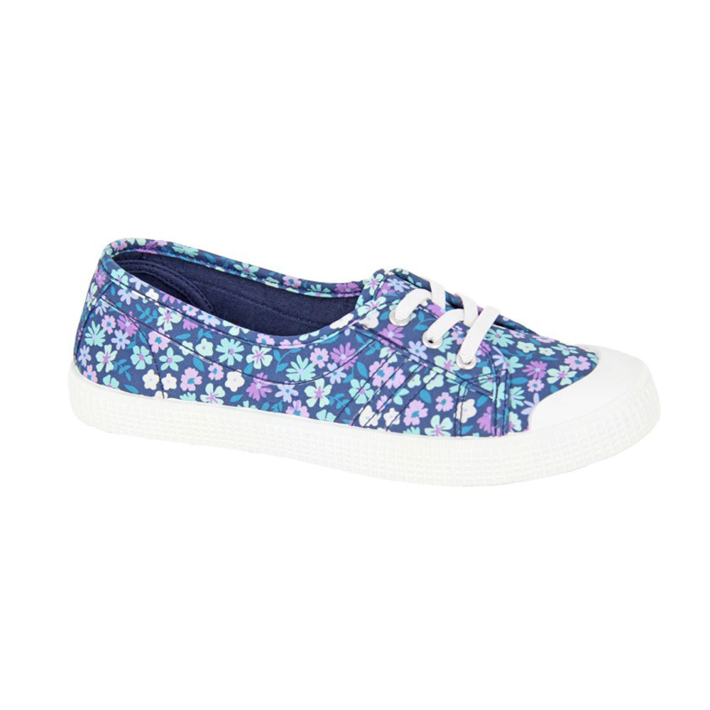 Blue - Front - Rdek Womens-Ladies Floral Canvas Pumps