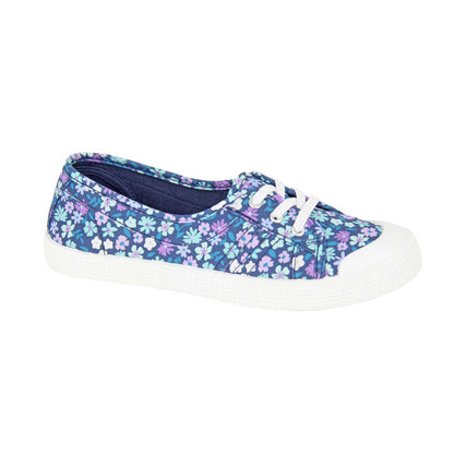 Blue - Front - Rdek Womens-Ladies Floral Canvas Pumps