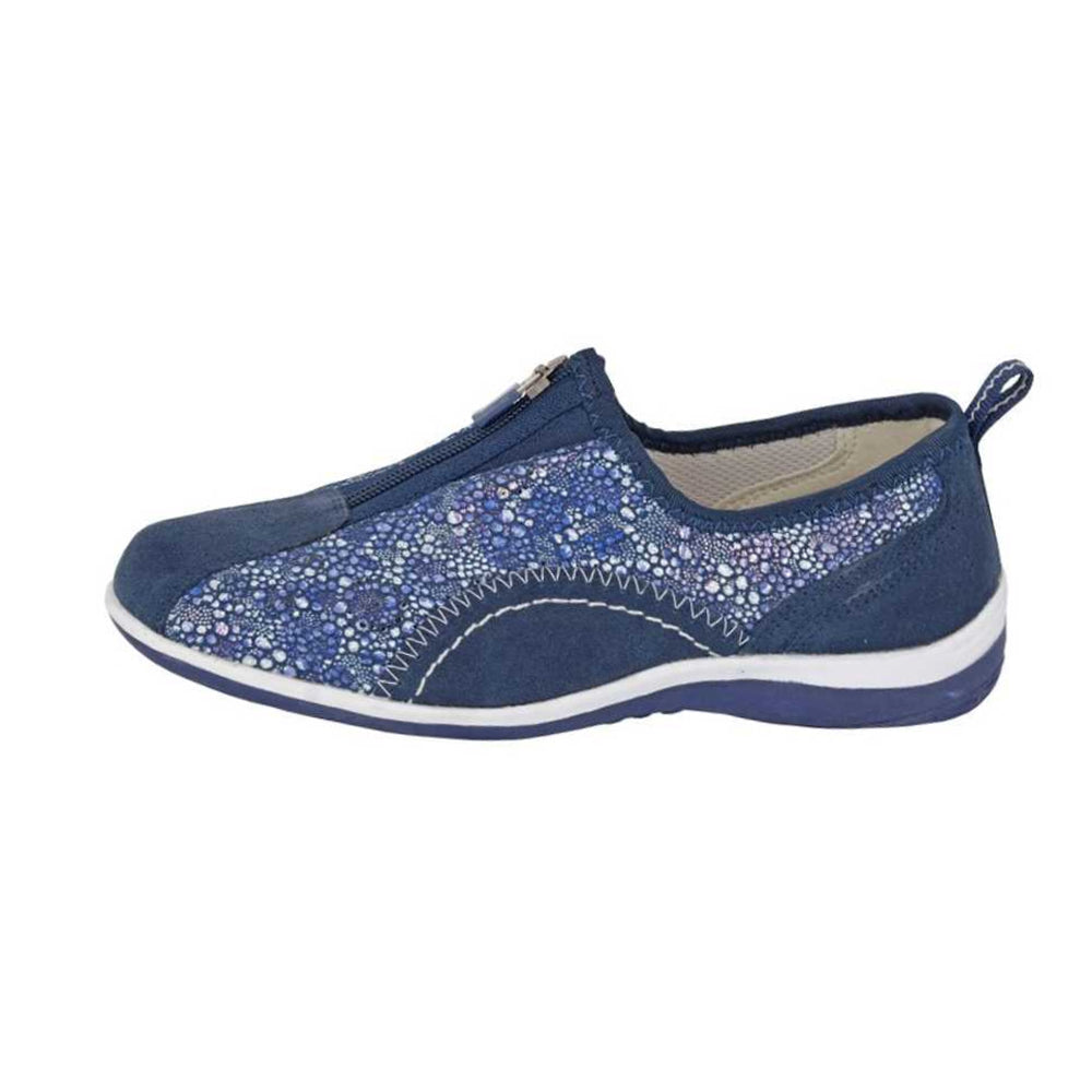 Navy - Back - Boulevard Womens-Ladies Leisure Suede Zip Casual Shoes