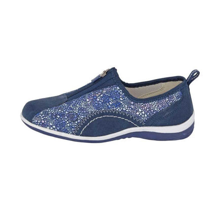 Navy - Back - Boulevard Womens-Ladies Leisure Suede Zip Casual Shoes